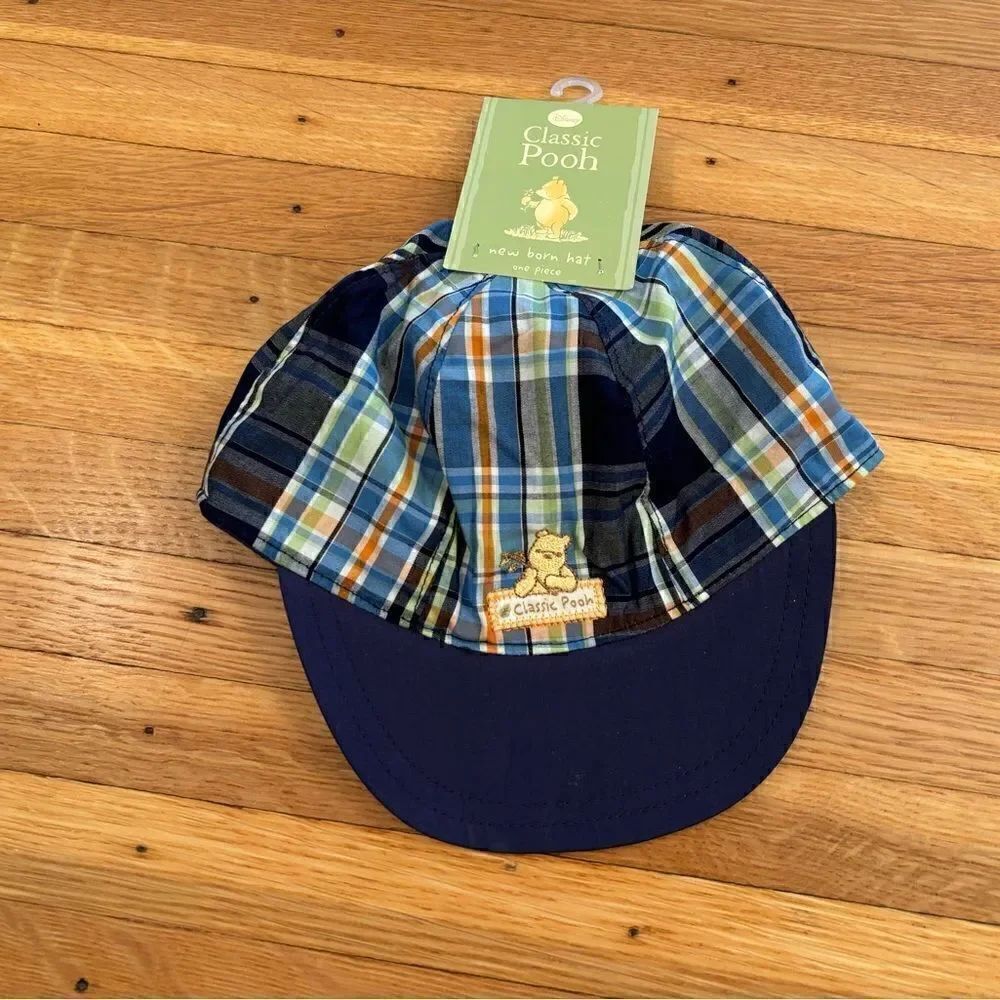 Winnie the Pooh Disney Classic Pooh blue/green plaid baby cap hat
